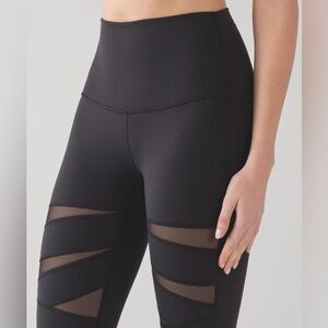 Lululemon Wunder Under Pant Womens High Rise Tech Mesh Black Leggings Tall